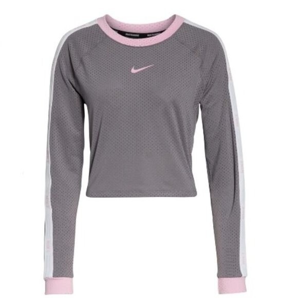 Nike Mesh Shirt Cropped Long Sleeve Running Top - Picture 1 of 8